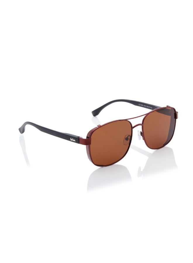 Polarized Sunglasses Matte Dark Red Frame Brown Mirror Lens 59mm  - LC1209C02