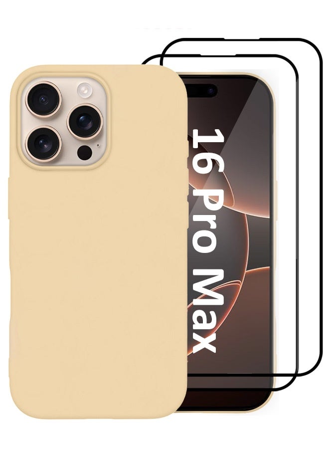 MARGOUN 3Packs Case and Screen Protectors for Apple iPhone 16 Pro Max, Slim Silicone Case, Full Covered Anti Scratch Shockproof Protective Cover Cream-33 - Image 1