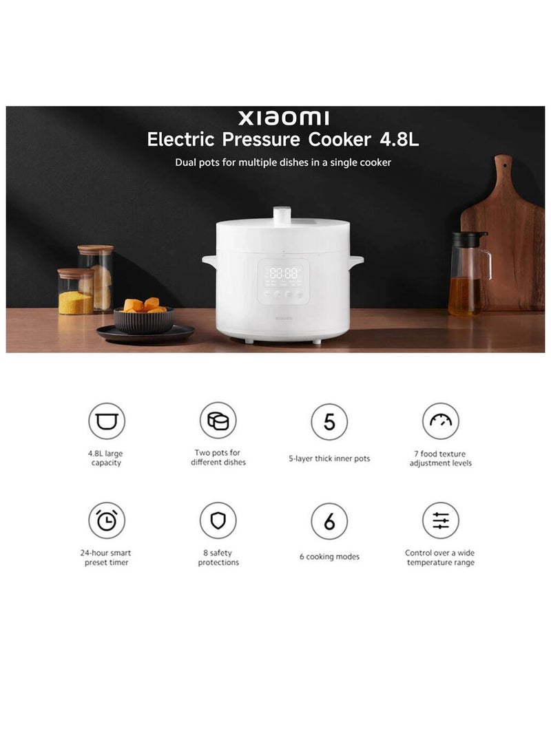 شاومي Electric Pressure Cooker, 4.8L Capacity, 5-Layer Inner Pots, 7 Texture Levels, 6 Cooking Modes, 8 Safety Features, 24-Hour Smart Timer 4.8 L 1000 W MYL02-1 White  - Image 5
