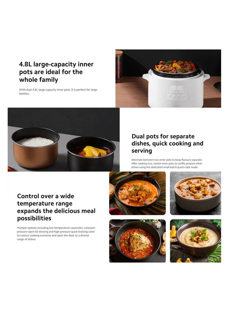 شاومي Electric Pressure Cooker, 4.8L Capacity, 5-Layer Inner Pots, 7 Texture Levels, 6 Cooking Modes, 8 Safety Features, 24-Hour Smart Timer 4.8 L 1000 W MYL02-1 White  - Image 3