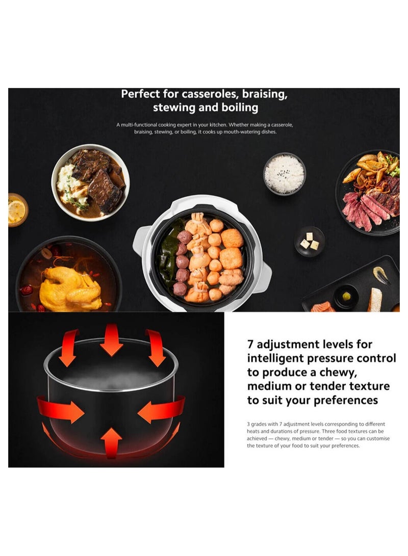 شاومي Electric Pressure Cooker, 4.8L Capacity, 5-Layer Inner Pots, 7 Texture Levels, 6 Cooking Modes, 8 Safety Features, 24-Hour Smart Timer 4.8 L 1000 W MYL02-1 White  - Image 4