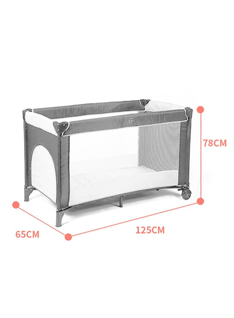 Kidle Baby Folding Bed With Cushion And Wheels Large And Comfortable Stable And Sturdy Breathable 125*65*78cm  - Image 2