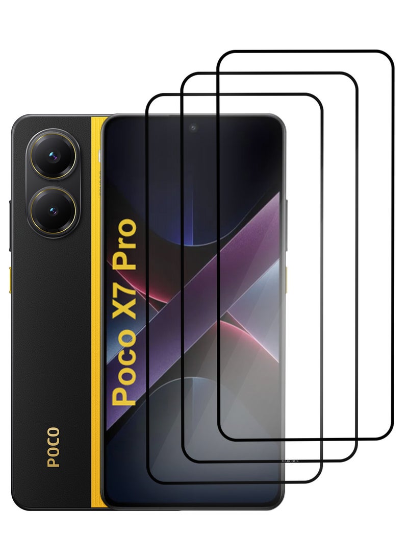 MARGOUN 3Packs Screen Protector for Poco X7 Pro, Premium 3D Curved Tempered Glass Full Edge-to-Edge Coverage, Scratch Resistant, Ultra Clear - Image 1