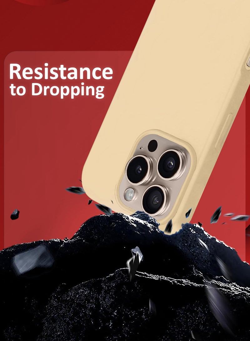 مارجون 3Packs Silicone Case for iPhone 16 Pro Max, Liquid Silicone Protective Phone Case with Soft Anti-Scratch Microfiber Lining Utra Slim Drop Protection Phone Coverwith Two 3D Screen Protectors - Cream Colour Cream-3 - Image 5