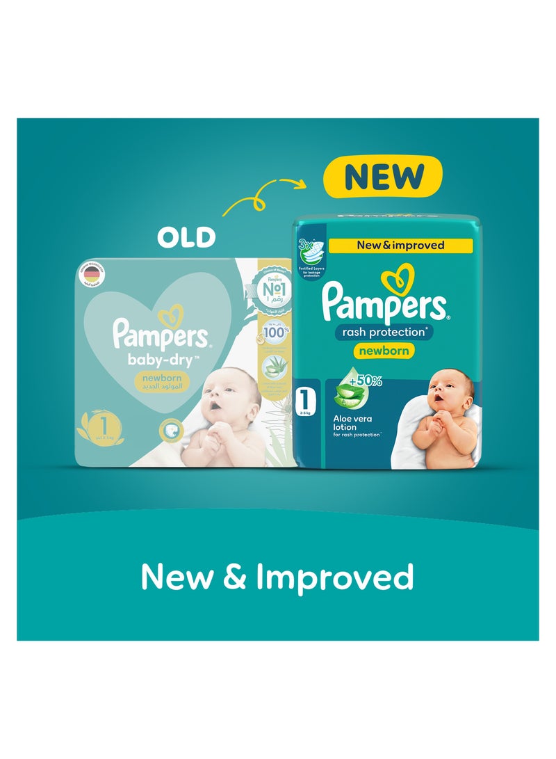 Pampers Rash Protection Taped Diapers Size 1 2-5kg - 136 Diaper  - Image 2
