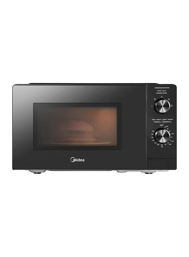 مديا 20 Litres Solo Microwave Oven with 5 Power Levels, 700W, Defrost Function, Inverter Quattro, Xmart Wave Technology, Push Button Door Opening, Good for Home And Office - 20 L 700 W MM7P012MZ-BK Black  - Image 1