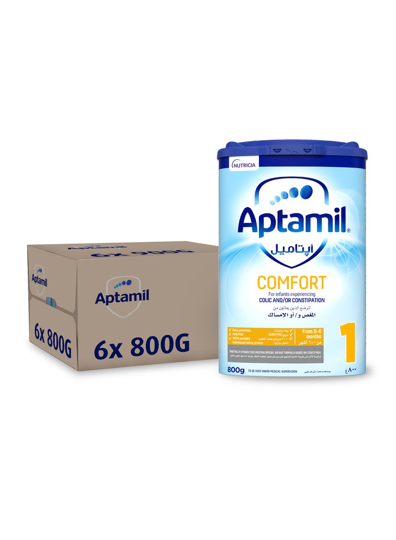 Aptamil Comfort 1 Infant Formula Milk From 0-6 Months, Dietary Management of Colic & Constipation, Easy To Use Pack, Vanilla Pack of 6 - Image 2
