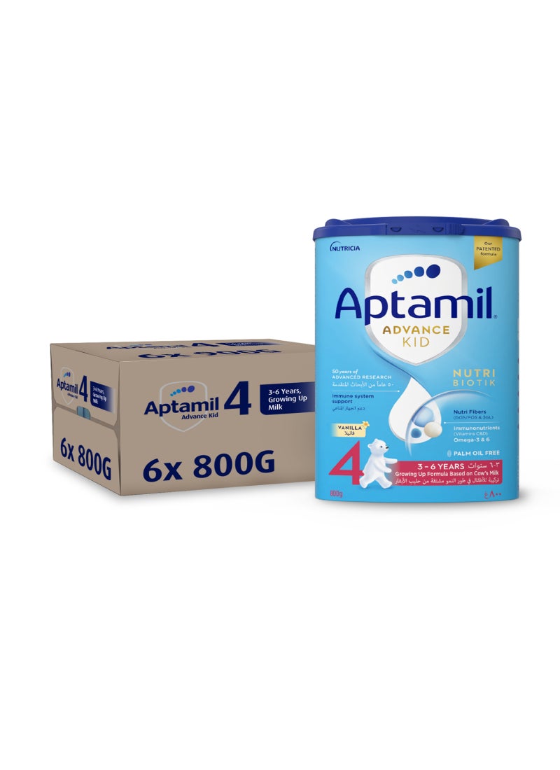 Aptamil Advance Kid 4 Milk Formula Palm Oil Free 3-6 Years Vanilla Pack of 6 - Image 1