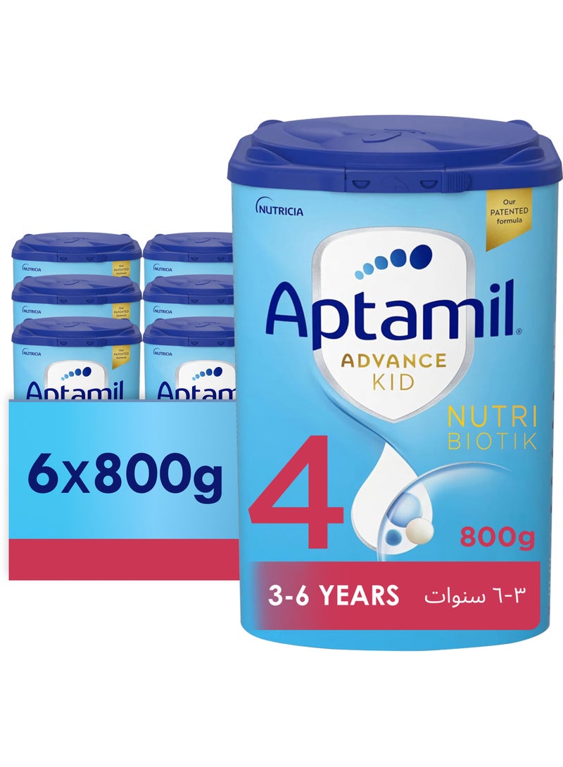 Aptamil Advance Kid 4 Growing Up Formula Milk From 3-6 Years, Easy To Use Pack Vanilla Pack of 6 - Image 1