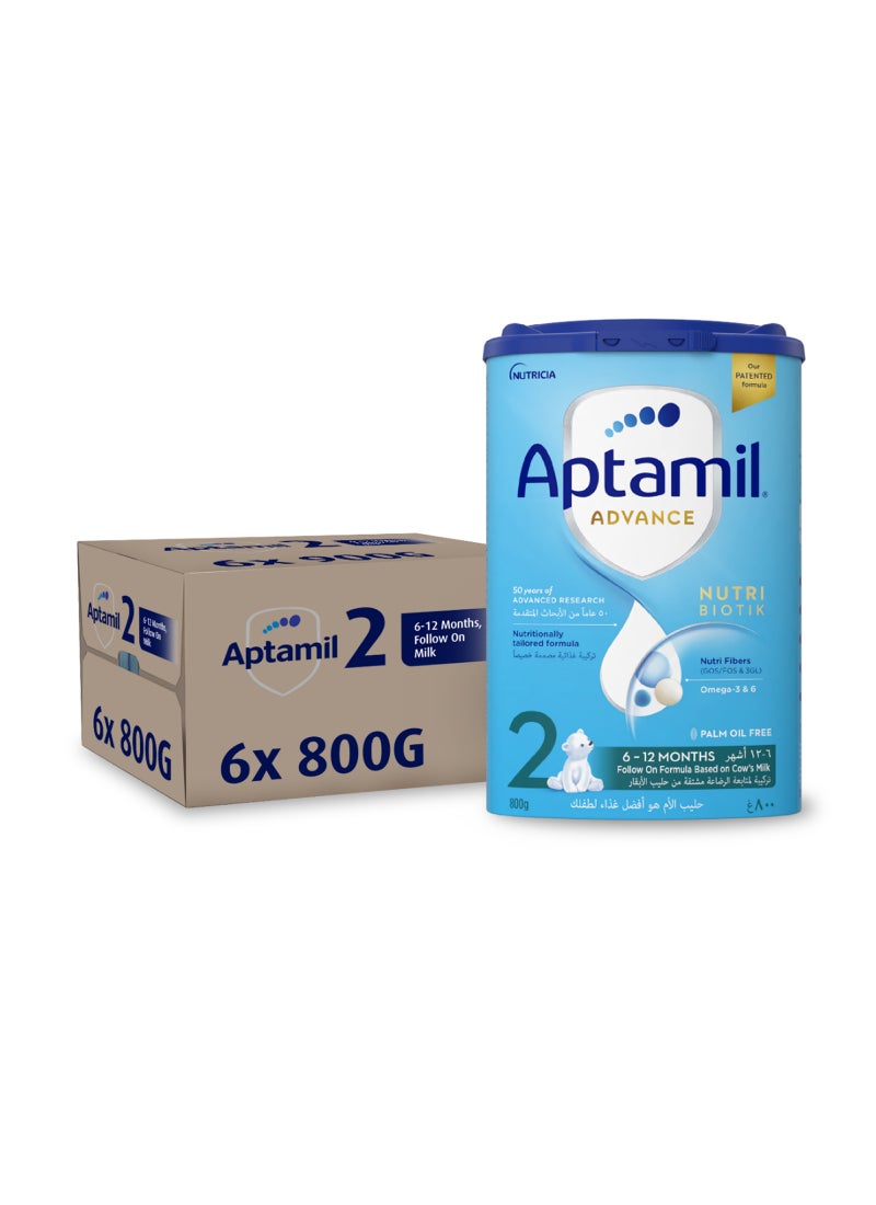 Aptamil Advance Follow On Formula Palm Oil Free Stage 2 6-12 Months Plain Pack of 6 - Image 1