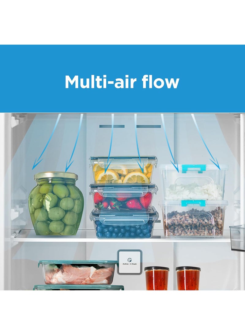 Midea - 645L Gross And 463L Net Top Mount Double Door Refrigerator, 2 Doors Frost Free Fridge Freezer with Smart Sensor & Humidity Control, Inverter Quattro, Active-C Fresh MDRT645MTE46AED Silver - Image 1