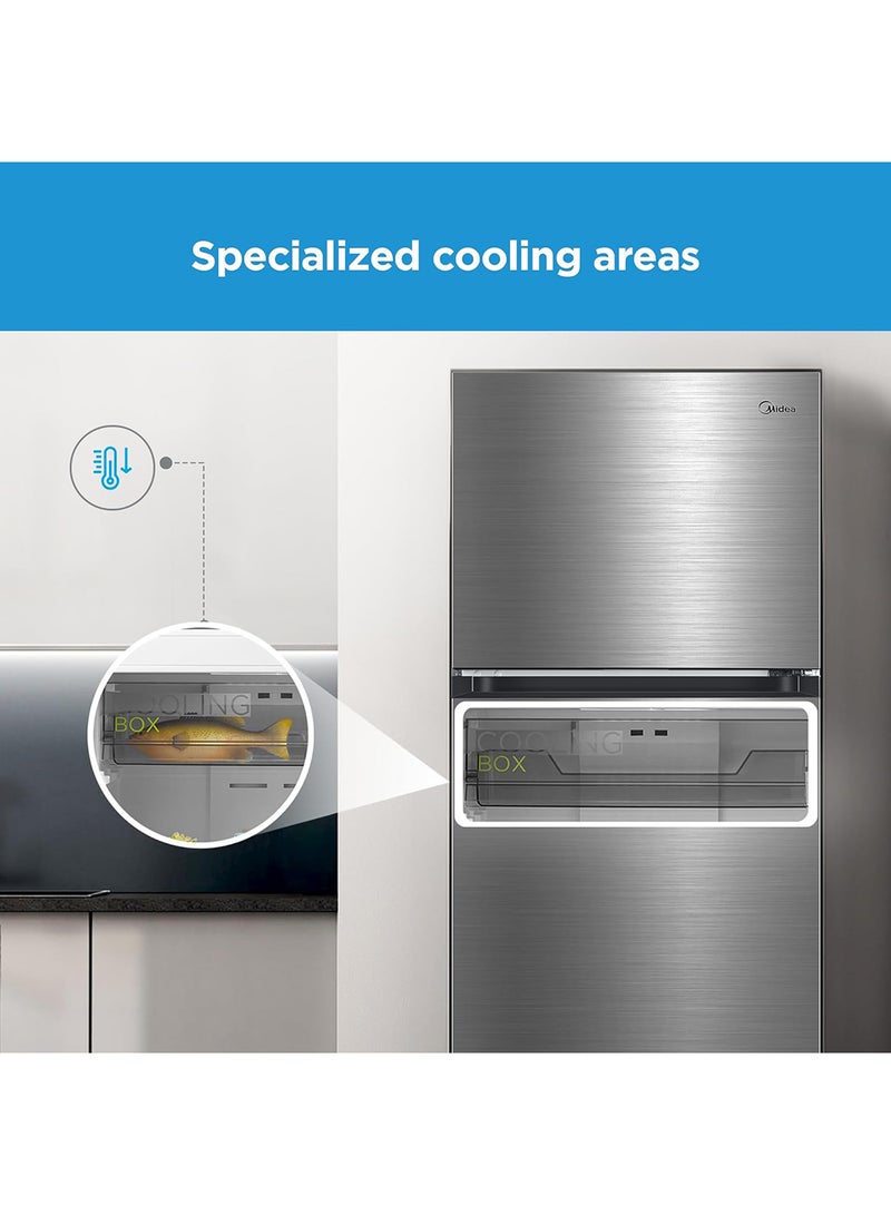 Midea - 645L Gross And 463L Net Top Mount Double Door Refrigerator, 2 Doors Frost Free Fridge Freezer with Smart Sensor & Humidity Control, Inverter Quattro, Active-C Fresh MDRT645MTE46AED Silver - Image 1