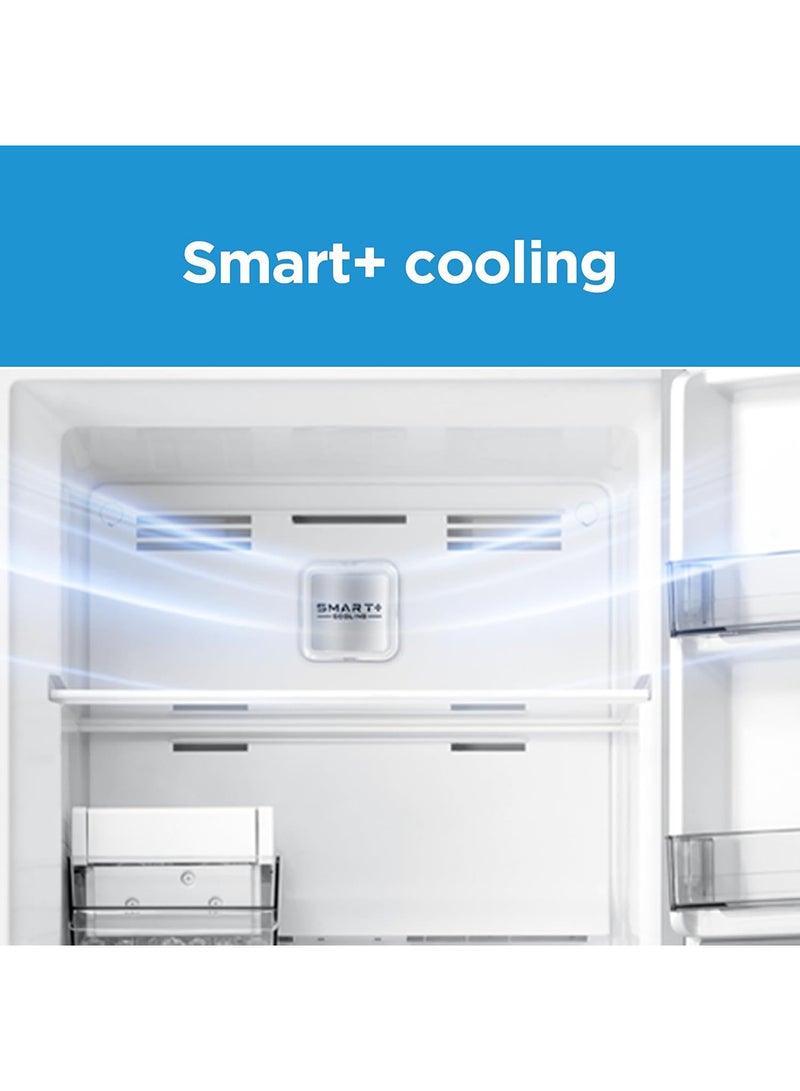 Midea - 580L Gross And 411L Net Top Mount Double Door Refrigerator, 2 Doors Frost Free Fridge Freezer With Smart Sensor & Humidity Control, Inverter Quattro, Active-C Fresh MDRT580MTE46AED Silver - Image 1