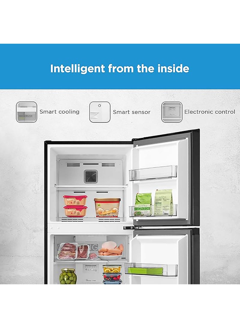 Midea - 390L Gross & 262L Net Double Door Refrigerator With Multi-Air Flow Technology, Equipped With Smart Sensor, Inverter Quattro, Active-C Fresh Technology & Smart Cooling MDRT390MTE28AE Jazz Black - Image 1