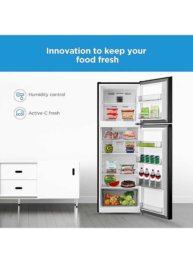 Midea - 390L Gross & 262L Net Double Door Refrigerator With Multi-Air Flow Technology, Equipped With Smart Sensor, Inverter Quattro, Active-C Fresh Technology & Smart Cooling MDRT390MTE28AE Jazz Black - Image 1
