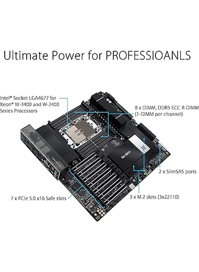 ASUS Pro WS W790E-SAGE SE Workstation Motherboard Socket Intel LGA 4677 (EEB Motherboard, PCIe 5.0, DDR5, USB 3.2 Gen 2)  - Image 2