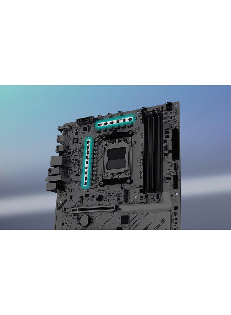 ASUS X870 MAX Gaming WiFi7 W ATX Motherboard, AMD X870 Chipset, AM5 Socket, 4×DDR5 Slots up to 256GB 8000+MT/s, PCIe 5.0 x16, 3×M.2, 4×SATA 6Gb/s, Dual USB4 Type-C 40Gbps, HDMI 2.1 4K, WiFi 7 + Bluetooth 5.4, 2.5Gb LAN, 12+2+1 Power Stages, Aura Sync RGB, BIOS FlashBack, Q-Release, White | 90MB1LZ0-M0EAY0 - Image 2