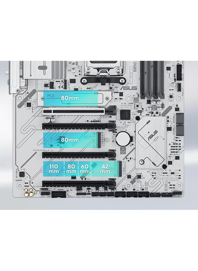 ASUS - B850 MAX GAMING WIFI W ATX Motherboard – AMD Socket AM5, Supports Ryzen 9000,8000,7000 Series Desktop CPUs, DDR5 up to 256GB & 8000+ MT/s (OC), 3x M.2 (PCIe 5.0 / 4.0), 4x SATA 6Gb/s, PCIe 5.0 x16 Slot, WiFi 6E, Bluetooth 5.3, 2.5Gb Ethernet, USB 10Gbps Type-C®, HDMI 2.1 & DisplayPort, Aura Sync RGB, AI PC-Ready, BIOS FlashBack | 90MB1M10-M0EAY0 - Image 1