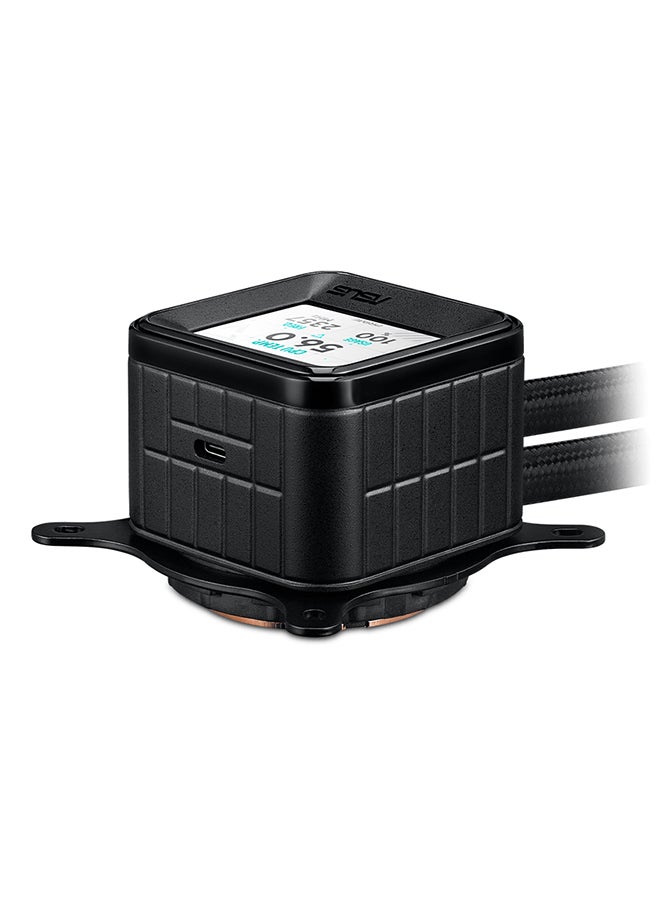 ASUS - Prime LC 360 ARGB LCD 360mm AIO Liquid CPU Cooler - 2.3" LCD Display, Asetek Pump (800-3600 RPM), 3 x 120mm ARGB Fans, PWM/DC Control, Aura Sync, AMD AM5/AM4, Intel LGA 1851/1700/1200/115X, Reinforced Sleeved Tubing, Black | 90RC00Z1-B0EAY0 - Image 1
