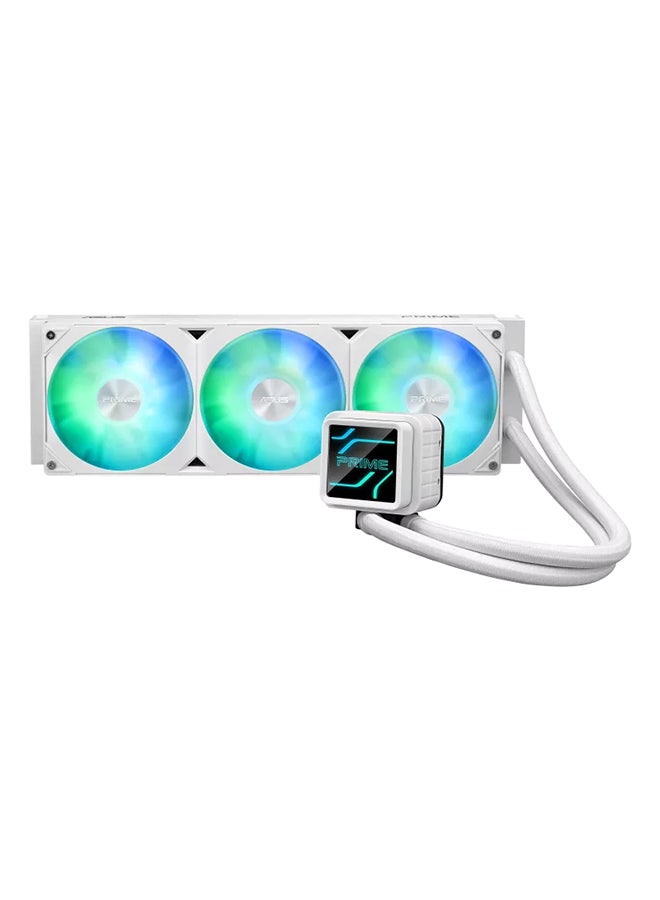ASUS Prime LC 360 ARGB White Edition – 360mm AIO Liquid Cooler, Triple 120mm PWM Fans, Copper Base, Integrated ARGB Lighting, Intel LGA 1700/115x & AMD AM5/AM4 Compatibility, 2200 RPM, 75.7 CFM Airflow, 34 dB Noise Level | 90RC0102-B0EAY0  - Image 1