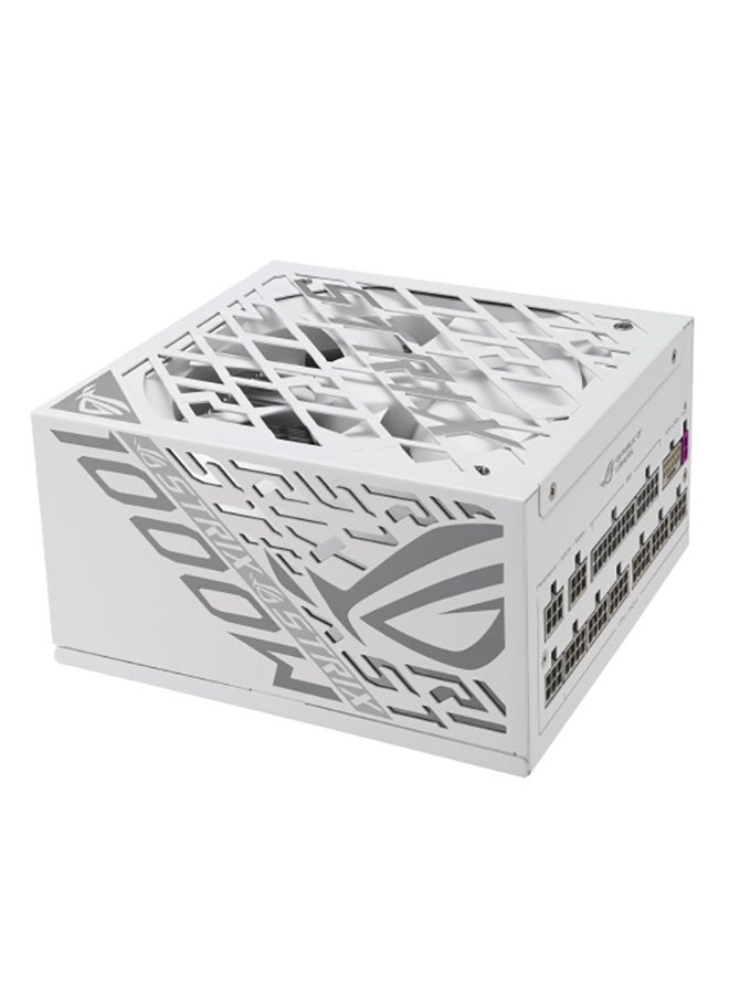 ASUS ROG Strix 1000W Platinum White Edition Power Supply - 80 PLUS Platinum, GaN MOSFET Technology, ATX 3.1 & PCIe Gen 5.1 Ready, 0dB Fan, 1000W Output, Dual Ball Bearings, Intelligent GPU-First Voltage Stabilizer, Low Noise Cybenetics Lambda A+ Certified | 90YE00W4-B0NA00  - Image 1