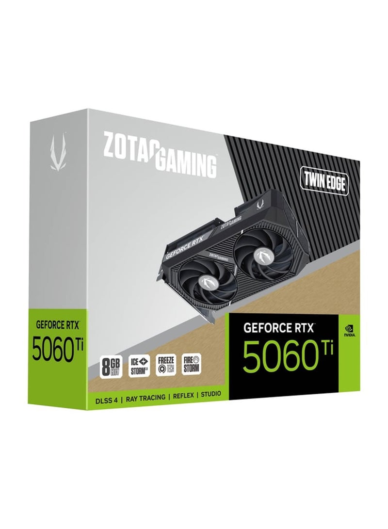 زوتاك - GAMING GeForce RTX 5060 Ti Twin Edge 8GB GDDR7 Graphics Card – Ada Lovelace Architecture, 4608 CUDA Cores, 2.57 GHz Boost Clock, DLSS 4, Ray Tracing, PCIe Gen 5, DisplayPort 2.1, HDMI 2.1, 128-bit, 180W TDP | ZT-B50610E-10M - Image 1