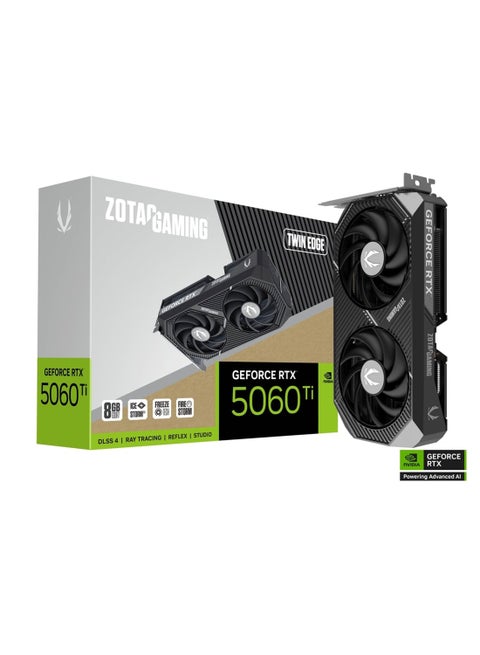 GAMING GeForce RTX 5060 Ti Twin Edge 8GB GDDR7 Graphics Card – Ada Lovelace Architecture, 4608 CUDA Cores, 2.57 GHz Boost Clock, DLSS 4, Ray Tracing, PCIe Gen 5, DisplayPort 2.1, HDMI 2.1, 128-bit, 180W TDP | ZT-B50610E-10M