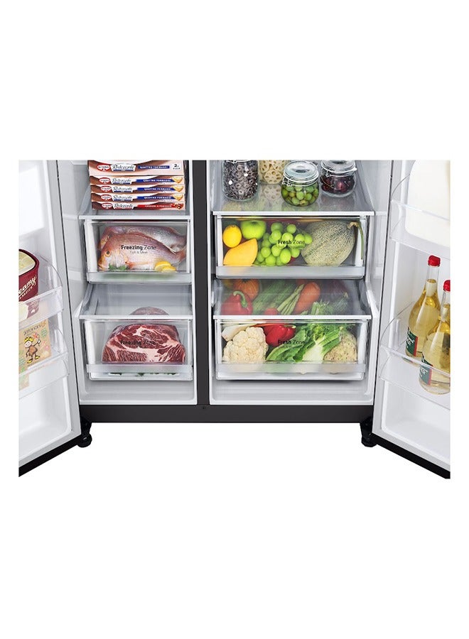 LG 650L Gross/416L Net Capacity , Side By Side  Refrigerator with Smart Inverter Compressor (BLDC),ThinQ (Wi-Fi),Smart Diagnosis,Top LED light -GR-B267DBM3-Black Mirror GR-B267DBM3 Black Mirror - Image 5