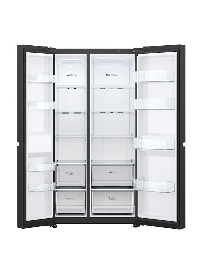 LG 650L Gross/416L Net Capacity , Side By Side  Refrigerator with Smart Inverter Compressor (BLDC),ThinQ (Wi-Fi),Smart Diagnosis,Top LED light -GR-B267DBM3-Black Mirror GR-B267DBM3 Black Mirror - Image 3