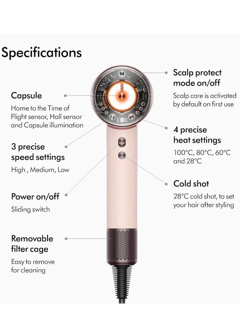 دايسون Supersonic HD16 Nural™ Intelligent hair dryer (Ceramic pink/Rose gold) International Version - Image 3