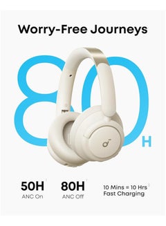 Soundcore Q30 Hybrid Active Noise Cancelling Headphones with Multiple Modes, Hi-Res Sound, 50H Playtime, Fast Charge, Soft Earcups, Bluetooth Headphones, Travel White  - Image 4
