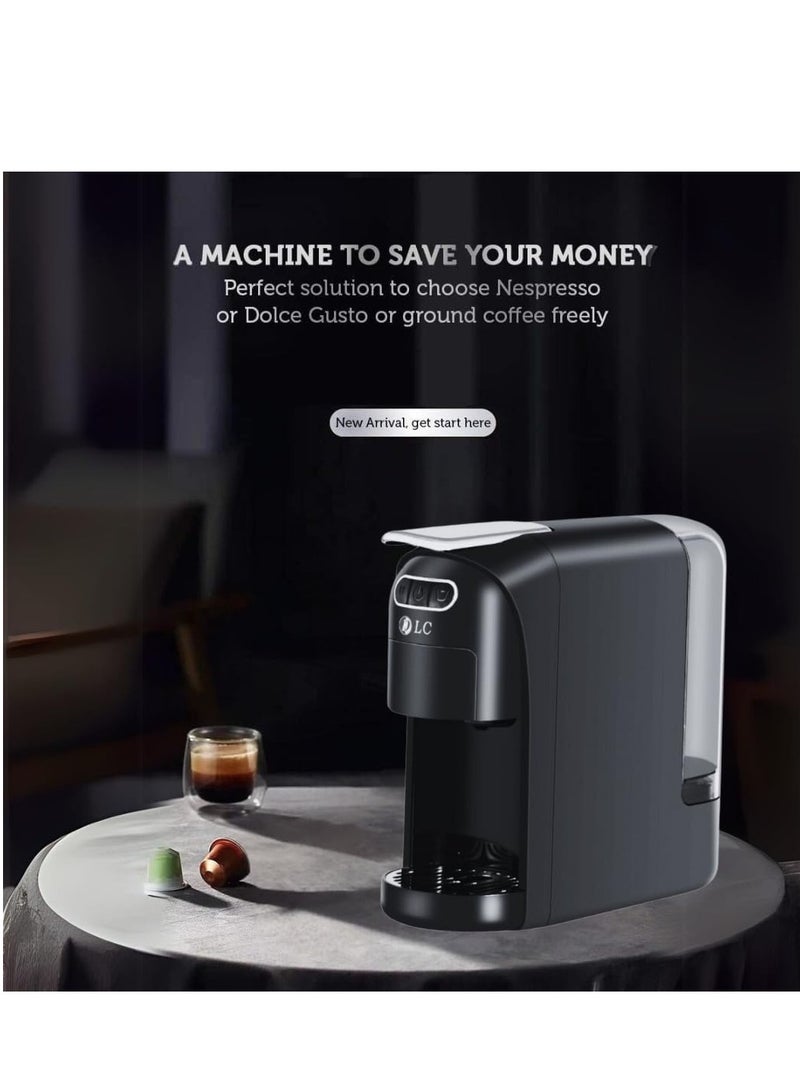 دي إل سي  آلة قهوة 3 في 1 (700 مل، 1400 واط) – صانعة إسبريسو وكابتشينو ولاتيه، ضغط 15 بار، مدمجة، متينة وسهلة الاستخدام (أسود) - Image 5