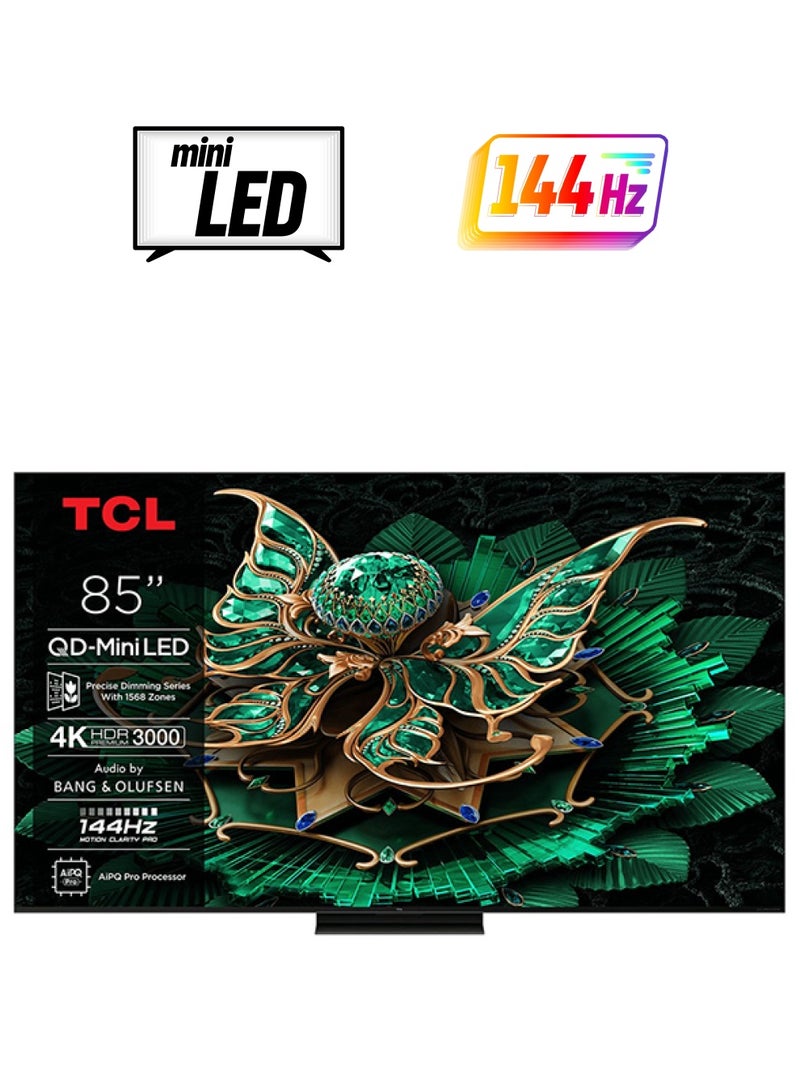 TCL 85 Inch Smart TV 4K QLED, Google TV, HDR 3000 nits CrystlGlow HVA Panel, 144Hz, Quantum Dot Technology, AiPQ Pro Processor, IMAX Enhanced Audio, Slim Design(2025 Model) 85C7K BLACK - Image 1