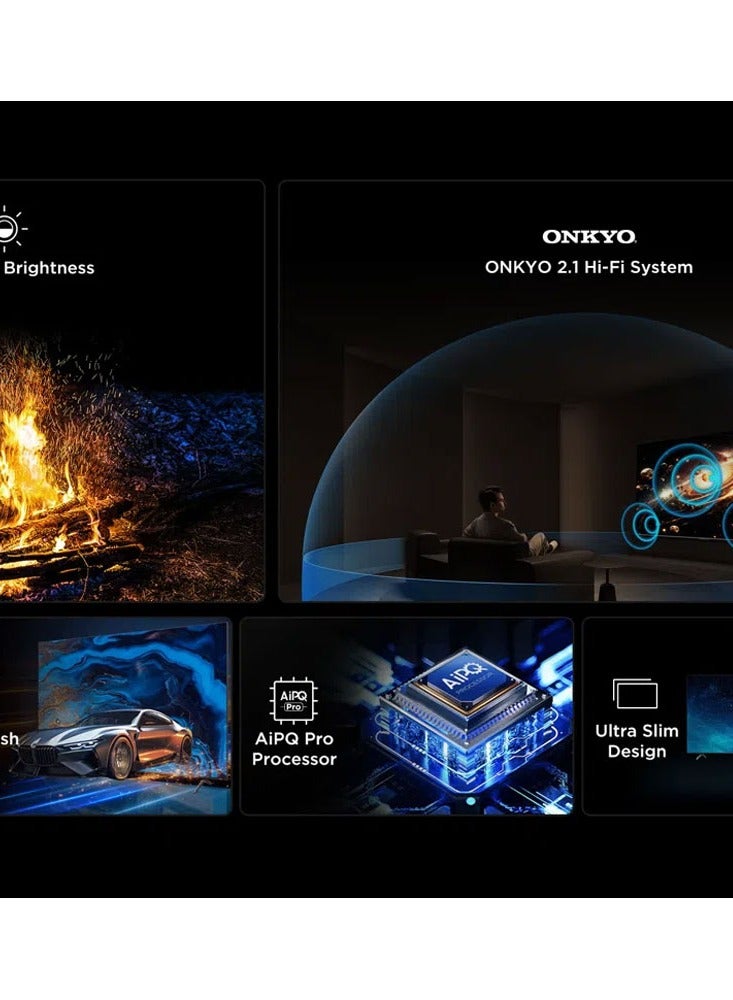 TCL 85 Inch QLED-MiniLED TV Smart Google TV, 4K UHD, Dolby Vision Atmos, 144Hz, ONKYO 2.1 Hi-Fi System, Dolby Vision HDR, Ultra Slim Design (2025 Model) 85C6K BLACK  - Image 2