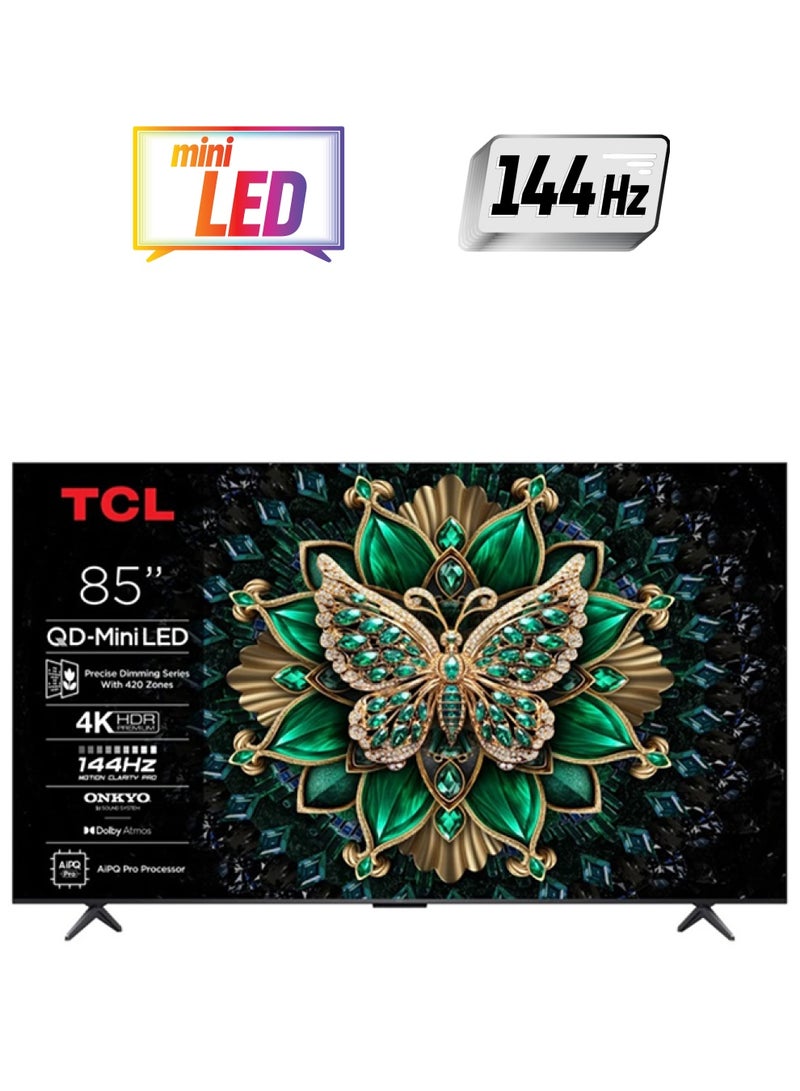 TCL 85 Inch QLED-MiniLED TV Smart Google TV, 4K UHD, Dolby Vision Atmos, 144Hz, ONKYO 2.1 Hi-Fi System, Dolby Vision HDR, Ultra Slim Design (2025 Model) 85C6K BLACK - Image 1