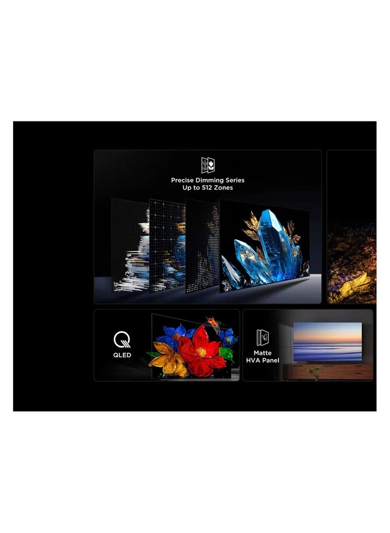TCL 75 Inch QLED-MiniLED TV Smart Google TV, 4K Resolution, Dolby Vision Atmos, 144Hz, ONKYO 2.1 Hi-Fi System, Dolby Vision HDR, Ultra Slim Design – (2025 Model) 75C6K Black  - Image 2