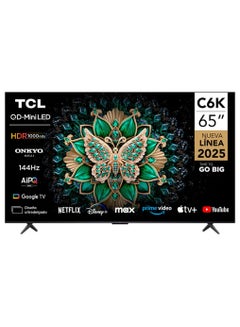 TCL 65 Inch QLED-MiniLED TV Smart Google TV, 4K Resolution, Dolby Vision Atmos, 144Hz, ONKYO 2.1 Hi-Fi System, Dolby Vision HDR, Ultra Slim Design (2025 Model) 65C6K BLACK  - Image 1
