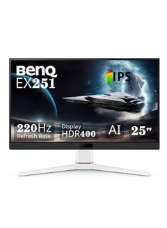BenQ 25'' Inch Gaming Monitor with AI 1ms Response Time, FHD, 220Hz Refresh Rate MOBIUZ, GTG, Display Port 1.2 HDMI 2.0 USB Hub 99% sRGB AMD Freesync AI Game Color Mode Game Color Database 2.5W Built-in Speakers - EX251 | White  - Image 1