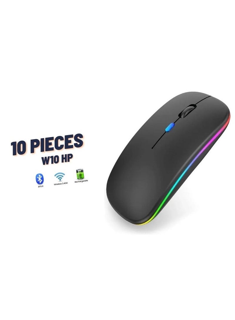HP - Wireless Computer Mouse W10 Rechargeable Slim Silent Multicolour 10 pieces multicolour - Image 1