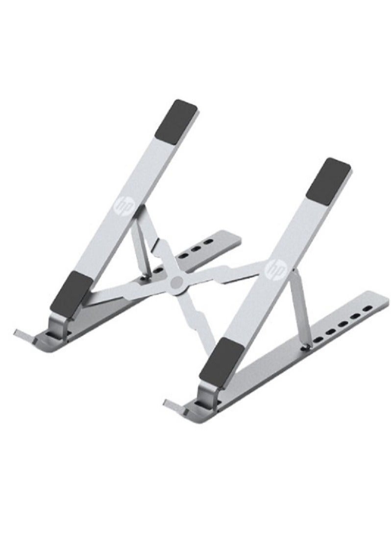 HP - iStand Aluminium Laptop Stand - Adjustable Height 6 Levels - Anti Slip & Sturdy with silicone pads - Compatibile With 10 To 15.6 Inches Laptops Silver - Image 1
