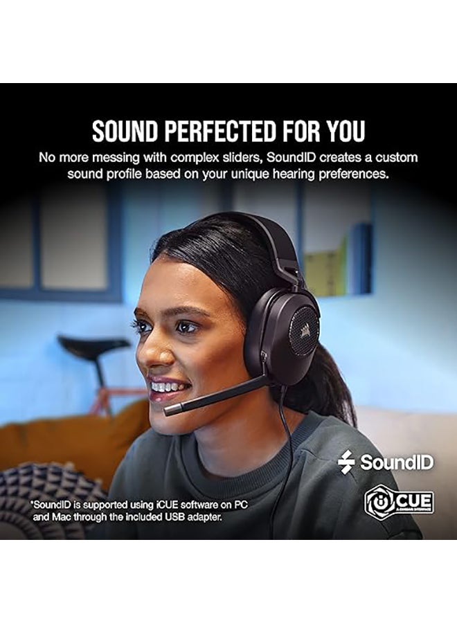 CORSAIR HS65 Surround Gaming Headset (Leatherette Memory Foam Ear Pads, Dolby Audio 7.1 Surround Sound on PC and Mac, SonarWorks SoundID Technology, Multi-Platform Compatibility) Carbon  - Image 2