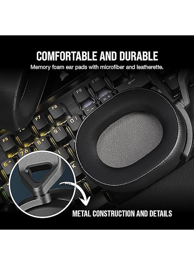 CORSAIR HS65 Surround Gaming Headset (Leatherette Memory Foam Ear Pads, Dolby Audio 7.1 Surround Sound on PC and Mac, SonarWorks SoundID Technology, Multi-Platform Compatibility) Carbon  - Image 5
