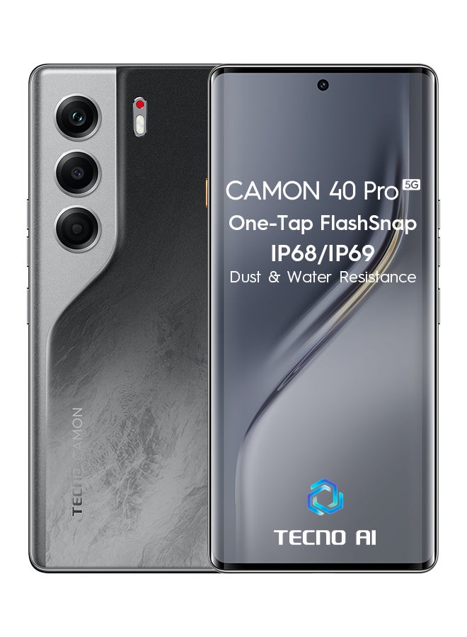 تكنو Camon 40 Pro Dual SIM Galaxy Black  8GB RAM 256GB 5G - Middle East Version - Image 1