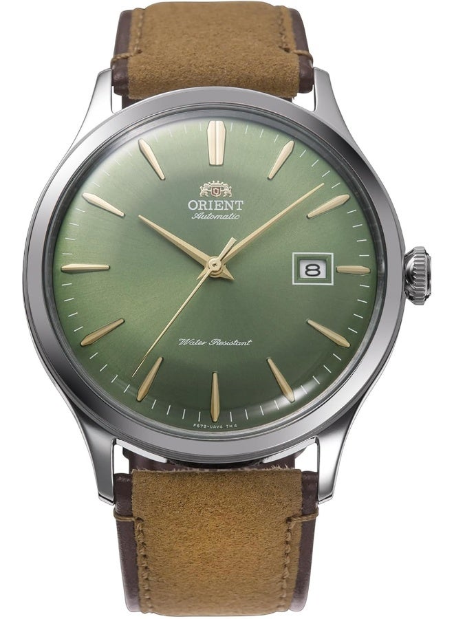 أورينت Men's Bambino Version 4 Automatic Men's Watch RA-AC0P01E10B – Green Dial, Leather Strap, Domed Crystal, 42mm Case - Image 1