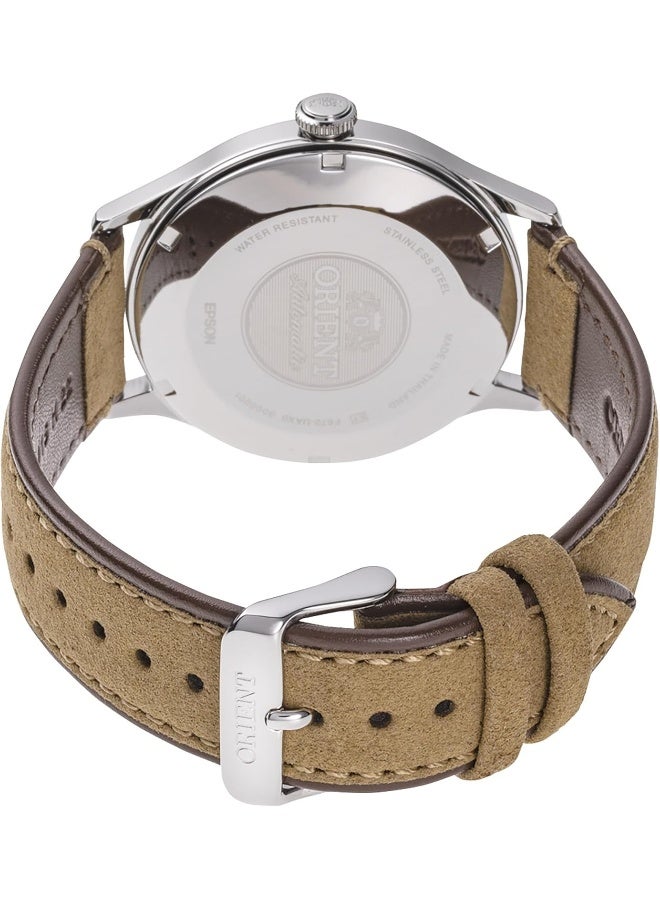 أورينت Men's Bambino Version 4 Automatic Men's Watch RA-AC0P01E10B – Green Dial, Leather Strap, Domed Crystal, 42mm Case - Image 2