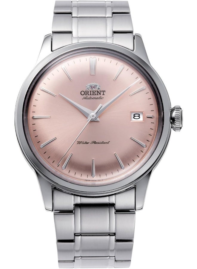 أورينت ساعة يد أوتوماتيكية للرجال من بامبينو الإصدار 7 RA-AC0M11Y30B – قرص وردي، سوار من الفولاذ المقاوم للصدأ، زجاج مقبب، علبة 38 مم - Image 1