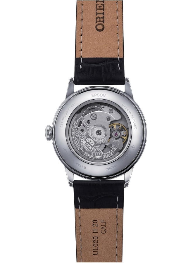 ORIENT Men's Bambino Version 7 Automatic Men's Watch RA-AC0M03S30B – White Dial, Leather Strap, Domed Crystal, 38mm Case - Image 4