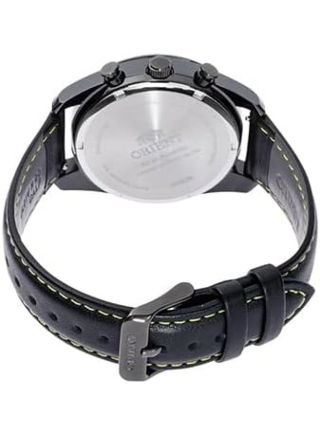 أورينت Men's Contemporary Solar Chronograph Men's Watch RN-TX0307B – Black Dial, Leather Strap, Limited Edition, Solar-Powered - Image 3