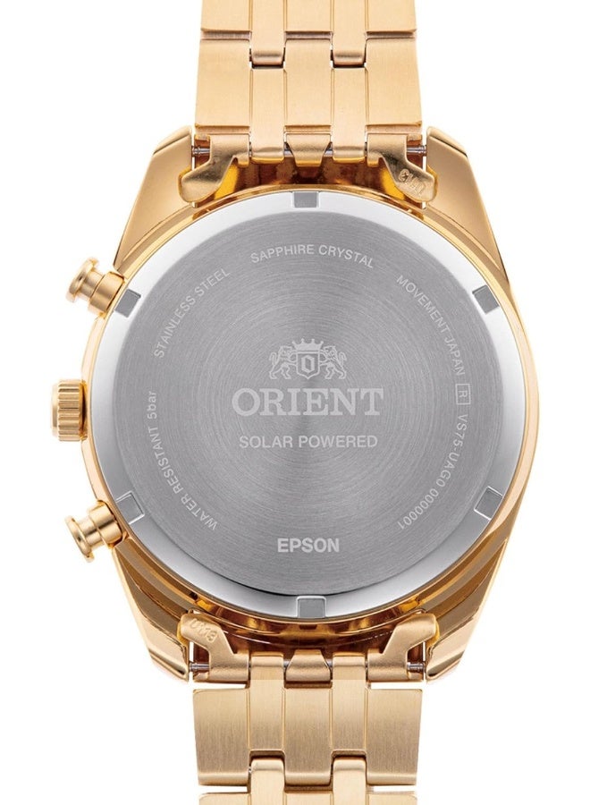 أورينت ساعة كرونوغراف للرجال بالطاقة الشمسية العصرية RA-TX0301G10B – قرص أخضر، حزام جلد، تعمل بالطاقة الشمسية، وظيفة كرونوغراف - Image 5