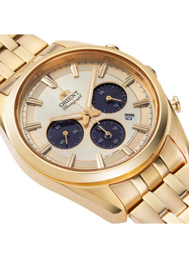 أورينت ساعة كرونوغراف للرجال بالطاقة الشمسية العصرية RA-TX0301G10B – قرص أخضر، حزام جلد، تعمل بالطاقة الشمسية، وظيفة كرونوغراف - Image 4